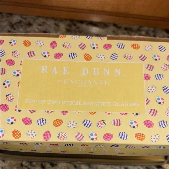 NWT Rae Dunn Egg Hider and Egg Finder Stemless Wine Glasses - Picture 5 of 9